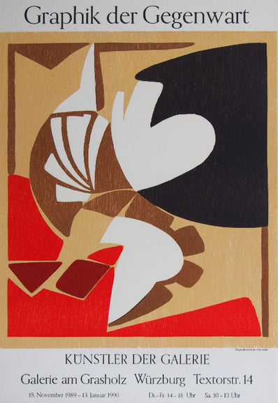 Udo Koller Original Woodcut Poster 1990 - Graphik der Gegenwart