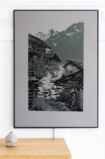 Claus Stable - Original Woodcut