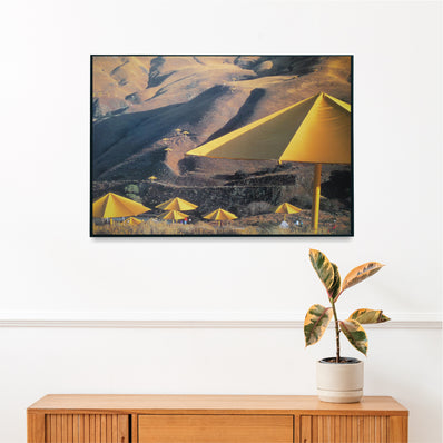 Christo exhibition poster - Yellow Umbrellas