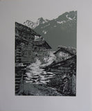 Claus Stable - Original Woodcut