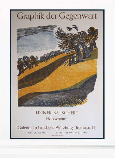 Heiner Bauschert Original Woodcut Poster 1995 - Graphik der Gegenwart