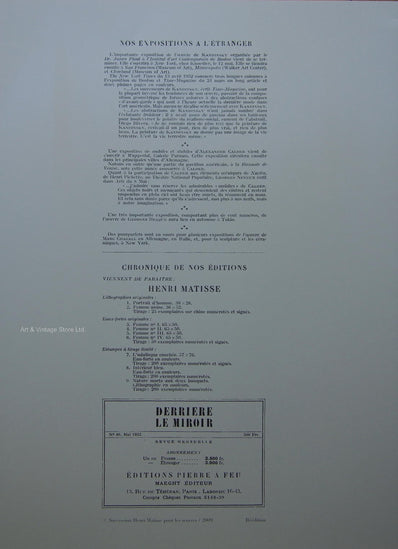 Henri Matisse Vintage Print - Original Lithograph