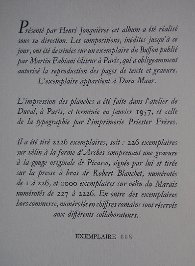 Pablo Picasso - Original Lithograph - En marge du Buffon 1957