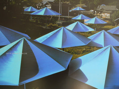 Christo exhibition poster - Blue Umbrellas