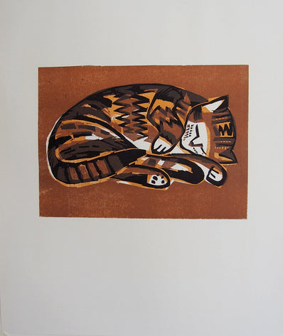 Marmalade Cat Original Woodcut