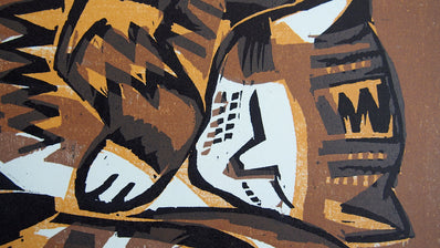 Marmalade Cat Original Woodcut