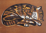 Marmalade Cat Original Woodcut