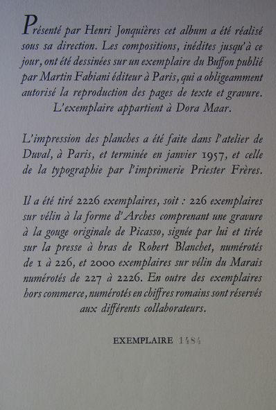 Pablo Picasso - Original Lithograph - En marge du Buffon 1957
