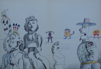 Saul Steinberg Vintage Print 1973 - Original Lithograph