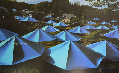 Christo exhibition poster - Blue Umbrellas