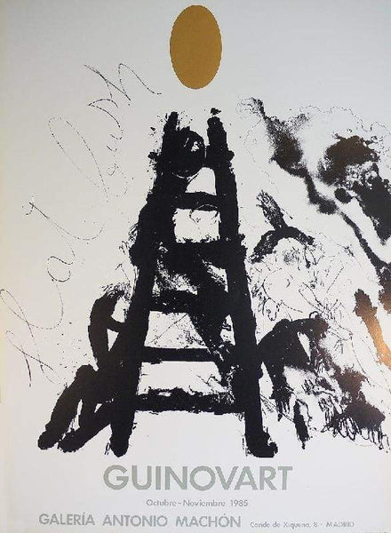 Affiche Originale Josep Guinovart 1979 - Art Abstrait Vintage Orange, Rouge, Noir